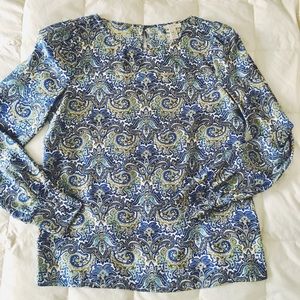 JCrew 100% Silk Paisley Blouse, size 2